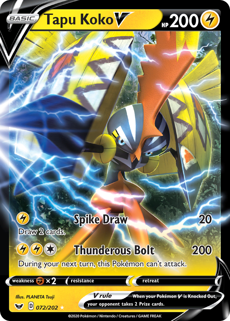 Tapu Koko V 72/202 Sword & Shield